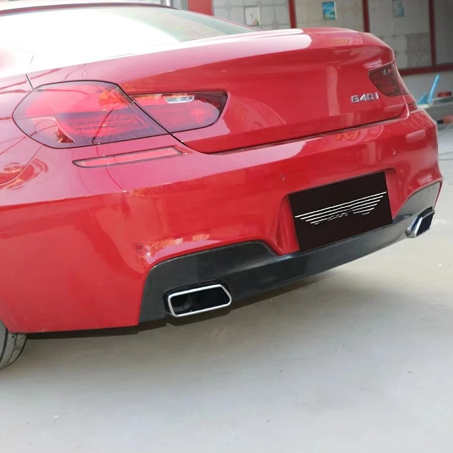 Carbon Fiber Rear Diffuser for  6 Series 640i M Sport Bumper Lip Splitter with Square Exhaust Tail Mouth